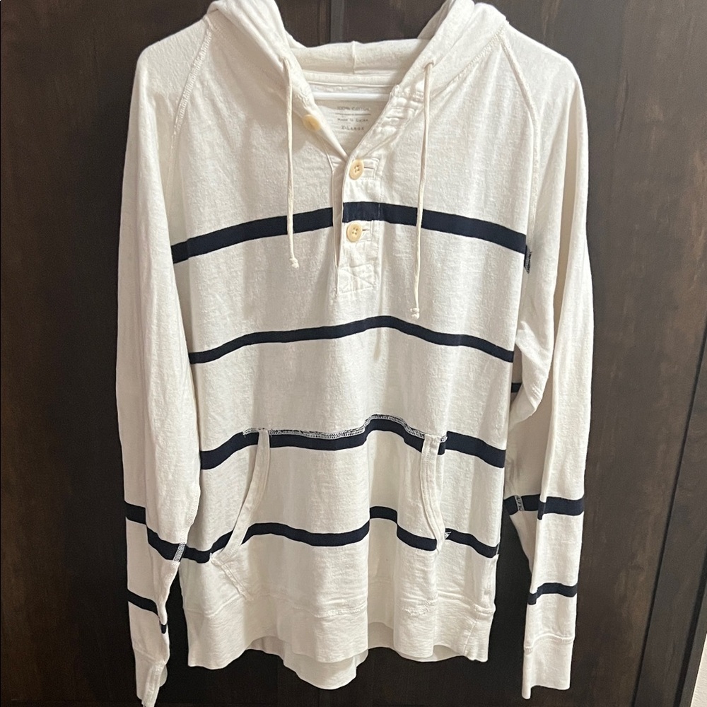 J. Crew Cream log sleeve hoodie pullover